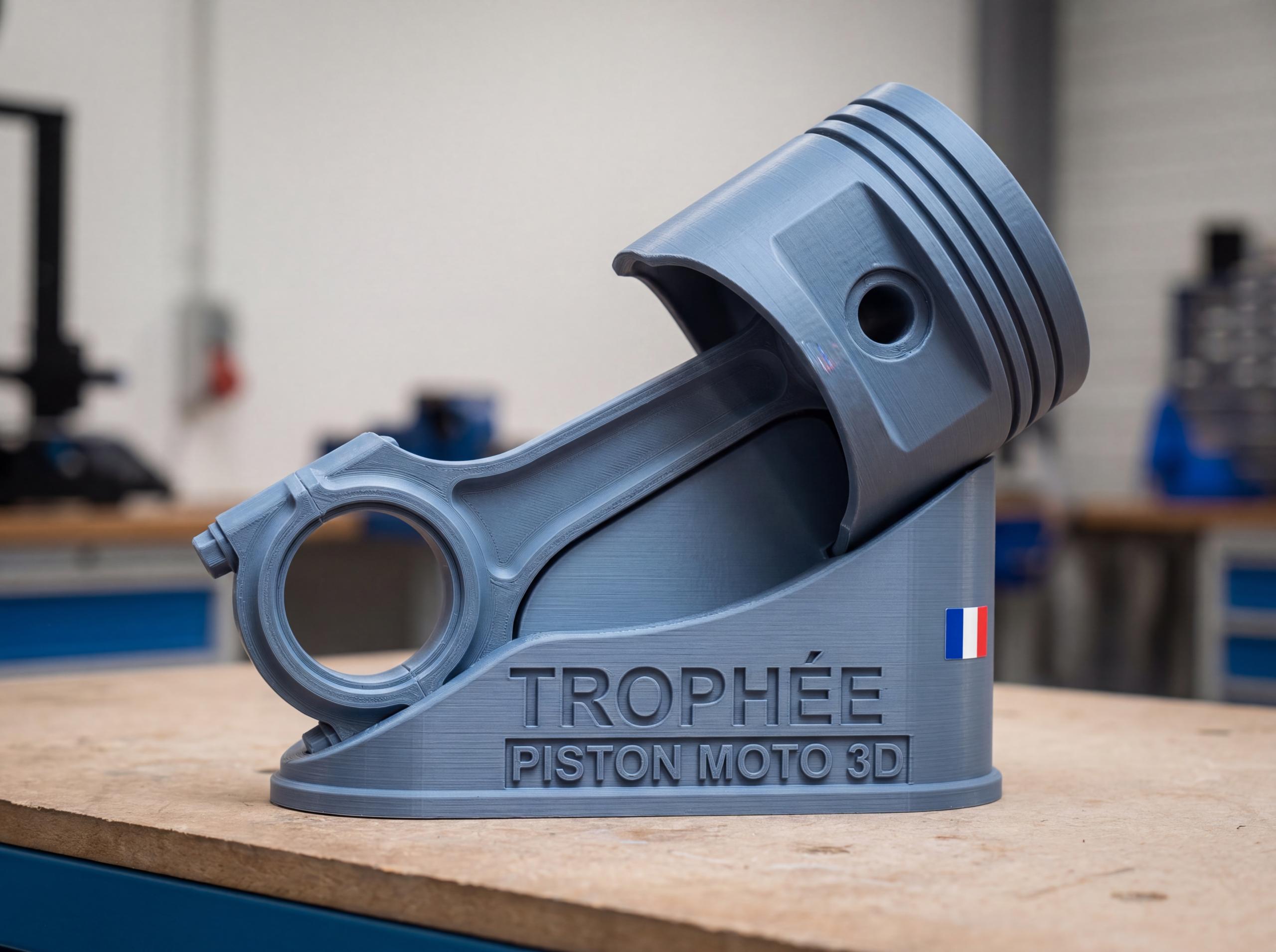 Trophee Piston Moto impression 3D personnalisee